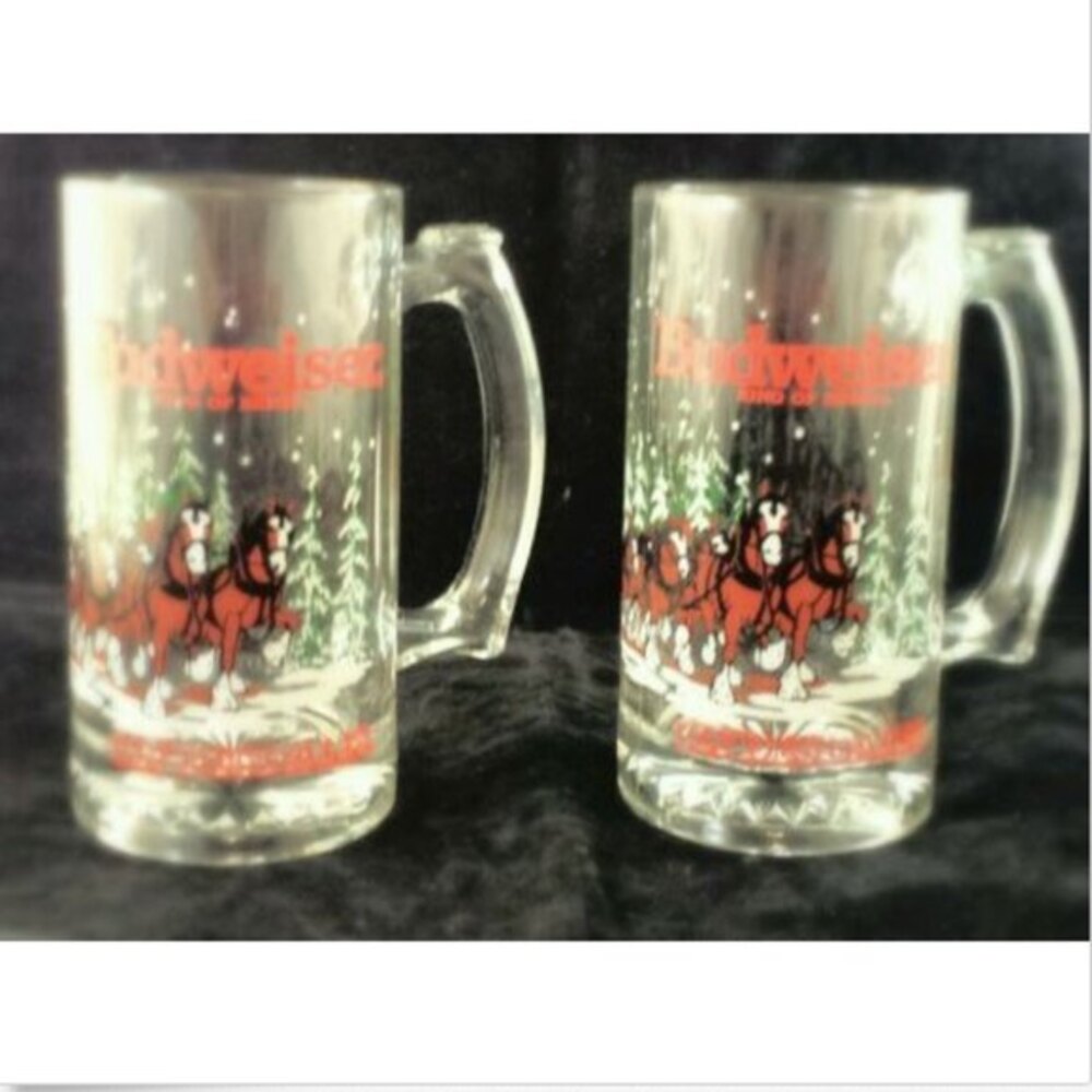 Lot of 2 1989 BUDWEISER CLYDESDALES  BEER Glass *